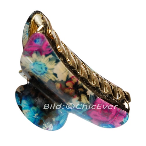 Haargreifer 8,5cm Blumen Acryl Haarkneifer Wellenreiter Haarspange blau pink gold 5214b